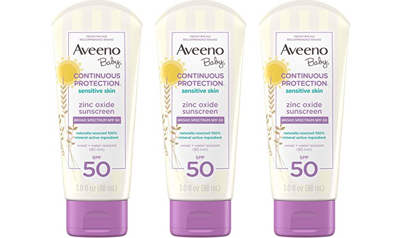 amazon - pack of 3 aveeno baby sunscreen spf 50 just  6 98