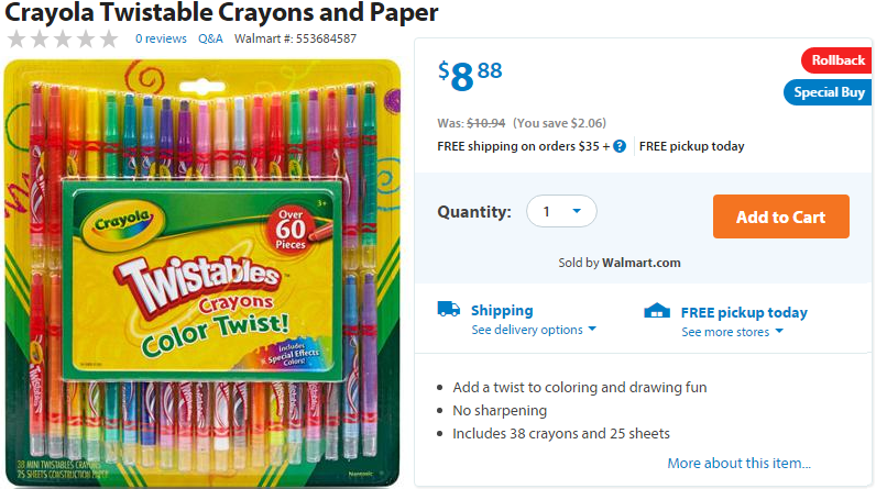 Walmart - Crayola Twistable Crayons and Paper Set just $8.88 ...