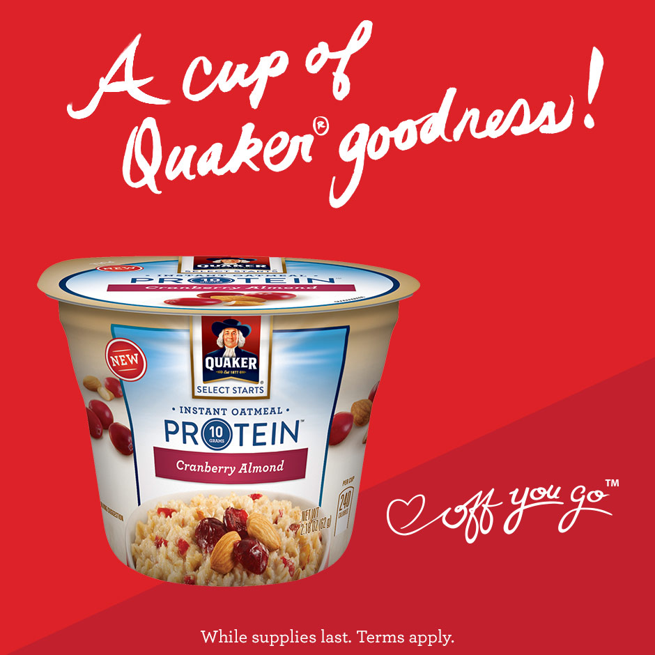 Free Cup of Quaker Protein Instant Oatmeal Cranberry ...