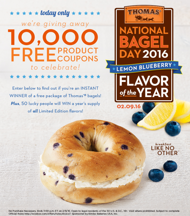 Thomas' Bagels National Bagel Day Sweeps (TODAY ONLY!) - FamilySavings