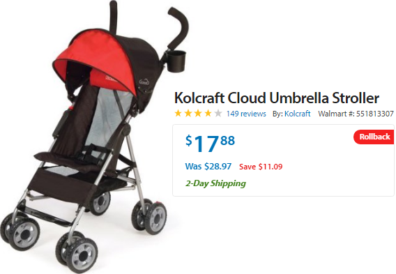 kolcraft cloud umbrella stroller walmart