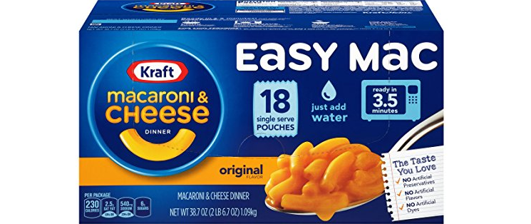 Amazon – Pack of 18 Kraft Easy Mac Pouches just .16!