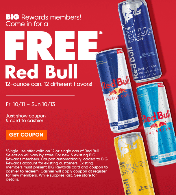 Big Lots Rewards Members Free Red Bull FamilySavings
