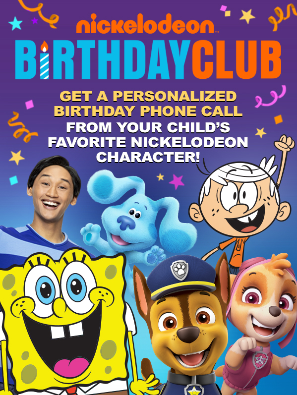 Free Personalized Birthday Call from a Favorite Nick Jr. Character!