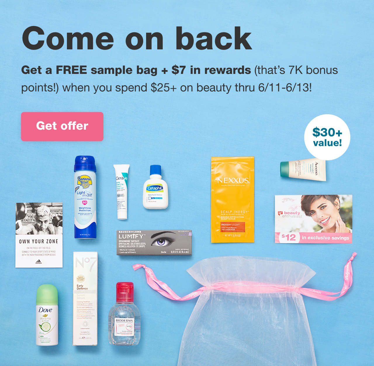 Walgreens – Free Sample Bag +  in Rewards with + Beauty Purchase
