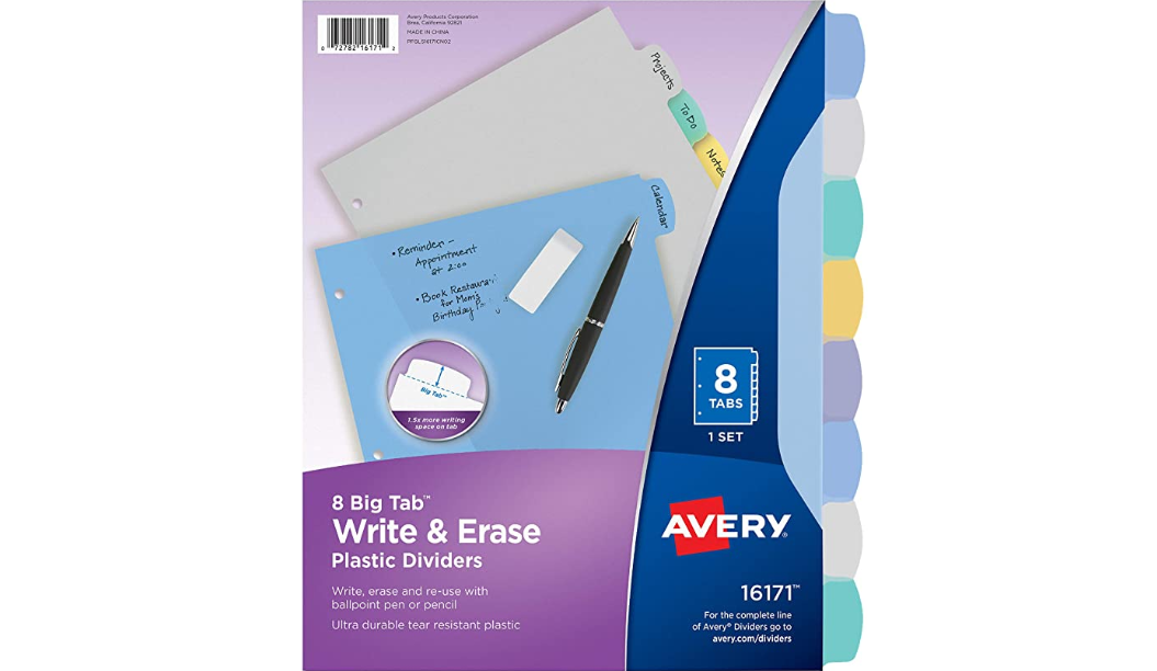 Amazon – Avery 8-Tab Plastic Binder Dividers just .26!