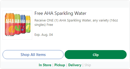 Kroger – Free AHA Sparkling Water