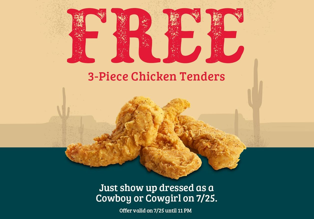 Roy Rogers – Free 3-Piece Chicken Tenders – Today Only!