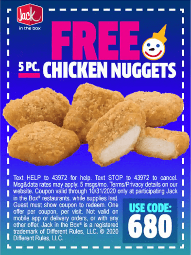 Jack in the Box – Free 5-Piece Chicken Nuggets