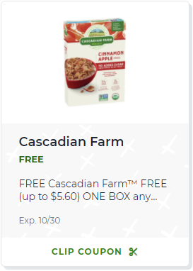 Publix – Free Cascadian Farm Organic No Added Sugar Granola