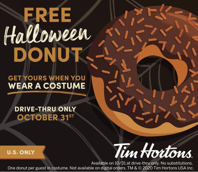 Tim Hortons – Free Halloween Donut on Halloween!