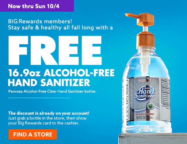 Big Lots Rewards Members – Free Hand Sanitizer