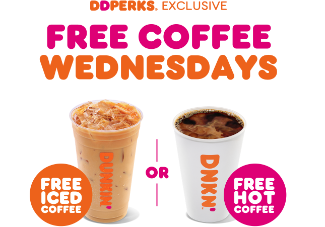 Free Medium Hot or Iced Coffee at Dunkin’ on Wednesdays