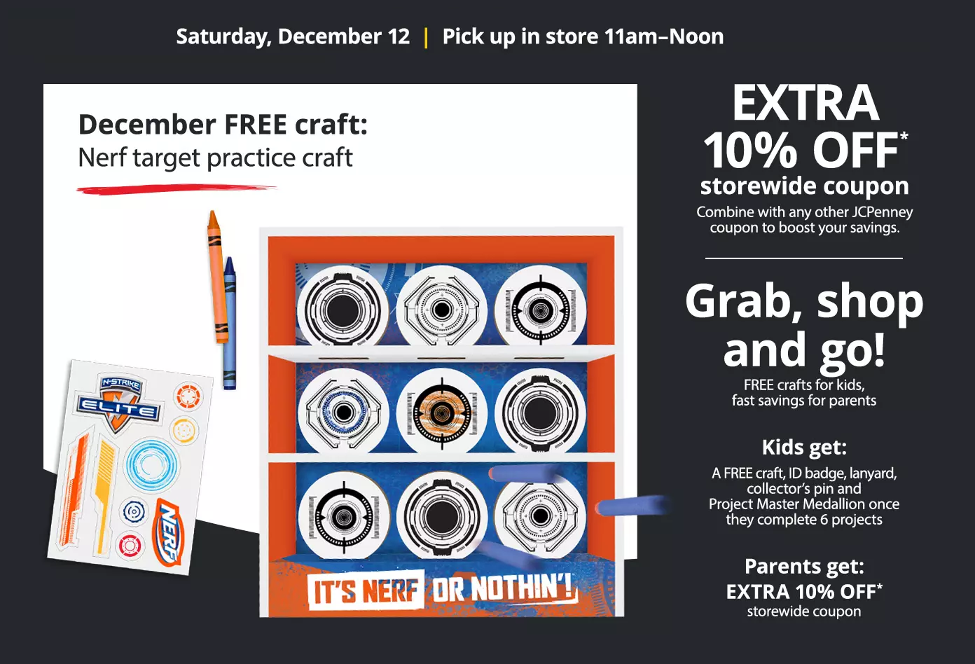 JCPenney Kids Zone – Pick Up a Nerf Target on 12/12!