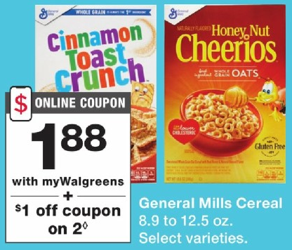 Walgreens – General Mills Cereals just .38 with Coupon!