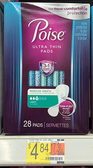 Walmart – Poise Active Collection Pads just .34!