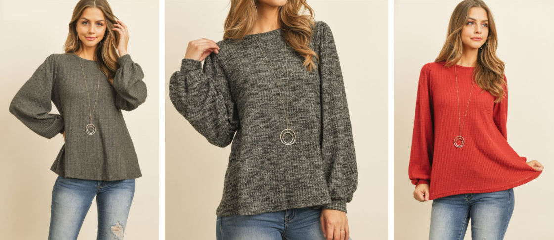 Jane.com – Puff Sleeved Waffle Top just .99 + Free Shipping!