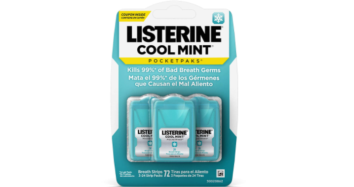 Amazon – 3-count Listerine Cool Mint Pocketpaks just .72!