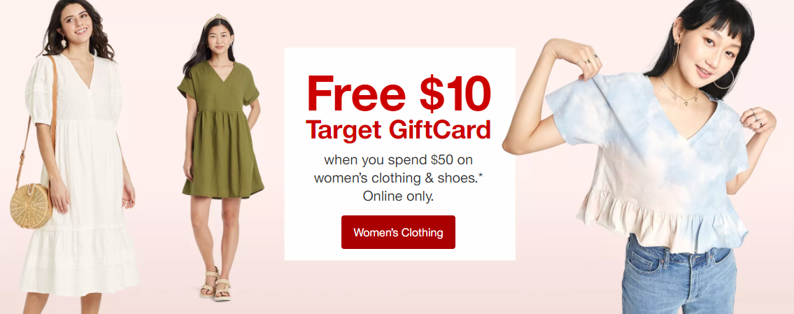 Target.com – Free  Target Gift Card wyb  in Women’s Clothing and Shoes! (Online Only!)