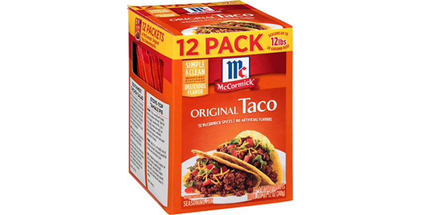 Amazon – 12-Pack McCormick Taco Seasoning Mix just .92!