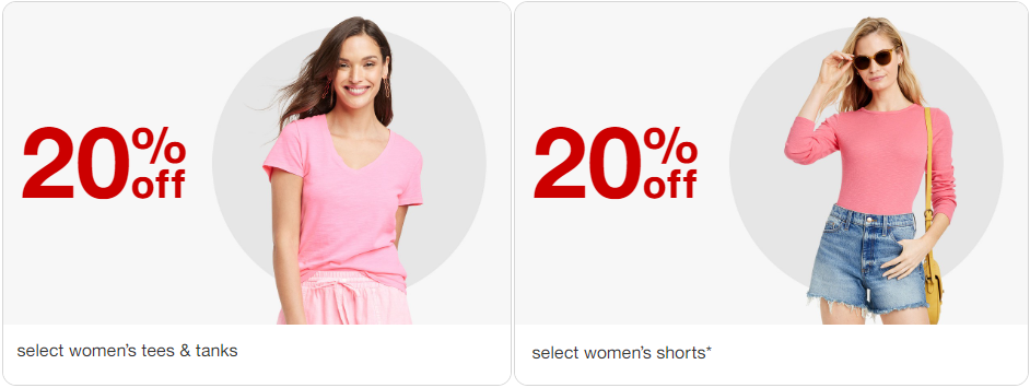 Target – Score 20% off Women’s Tees, Tanks, and Shorts