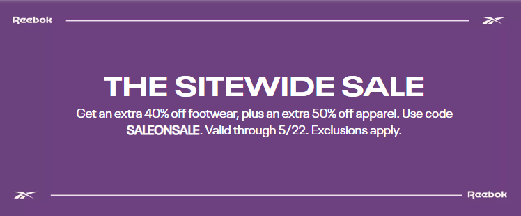 Shop the Reebok Sitewide Sale – Enjoy 40-50% off!